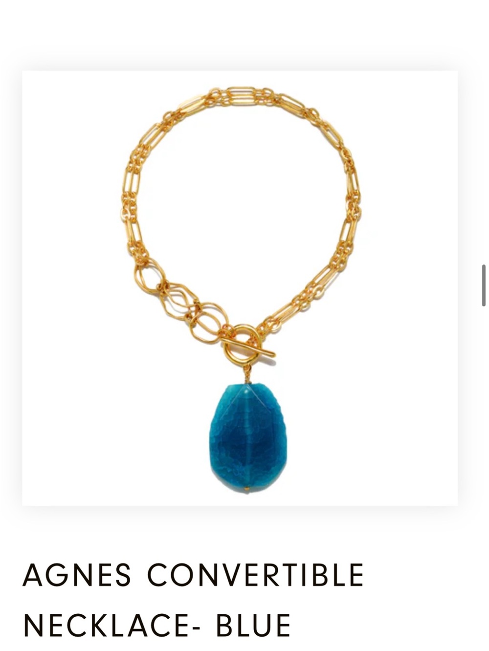 Convertible Necklace - Blue Gold Chain with Blue Pendant
